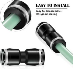Push to Connect Fittings Air Line Pneumatic Fittings Kit Fits 1/4 Inch OD 20 Pcs