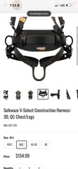 Safewaze V-Select Construction Harness Size Medium with Double Yo-Yo, Lanyard