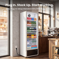 Yeego Commercial Upright Refrigerator Merchandiser Beverage Display Cooler White
