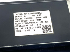 Allen Bradley TLY-A230T-HJ62AA Ser. A Servo Motor 230VAC 6000rpm 0.45kW 1.3Nm