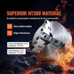 Uimoso 8” 3-Jaw Self-Centering Lathe Chuck for Grinding and Drilling