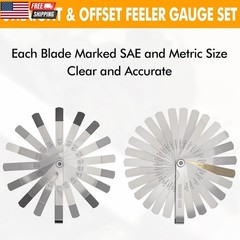 2PCS Feeler Gauges Set Stainless Steel Straight & Angled Thickness Gauge Tool SA