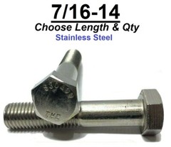 7/16″-14 Stainless Steel Hex Cap Screw Bolt (All Sizes & Qty’s) 18-8 / 304 Grade