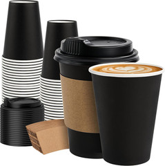 50 Pack 12 Oz Disposable Coffee Cups with Lids and Sleeves, Sturdy