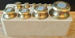 Vintage Ohaus Brass CalibrationWeight Set: 12 Piece Ranging From 1g- 50grams