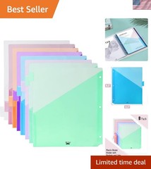 8 Colorful Pocket Dividers for Binders – Durable, Tear-Resistant & Customizable