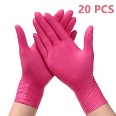 Pink Nitrile Disposable Gloves 20/50pcs Powder & Latex Free Gloves for Kitchen C