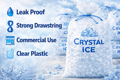 10 LB Ice Bags Drawstring Heavy Duty Clear Plastic Bulk 50 100 300 500PACK