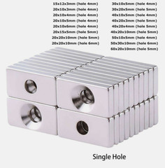 Super Strong Rectangle NdFeB Magnets Rare Earth With Countersunk Ring Hole DIY