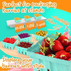 MT Products 1 Quart Green Pulp Vented Berry Produce Basket – Pack of 15