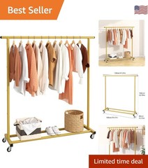 Gold Adjustable Rolling Clothing Rack – Space-Saving Organizer for Home & Retail