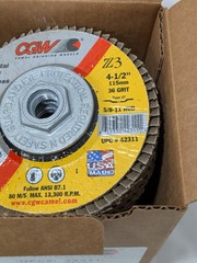 CGW Flap Disc: 4-1/2" Dia, 36 Grit, Zirconia Alumina, Type 27 Box of 10 423