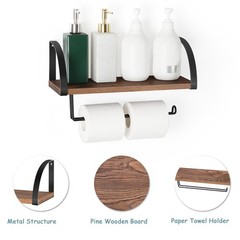 BTY Paper Towel Holder Wall Mount Farmhouse Wood Paper Towel Holder with Shel…
