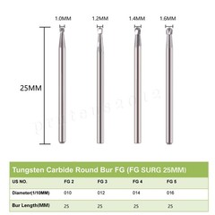 Dental Oral Surgical Bur Carbide Round Straight Taper Fissure Pear FG SURG