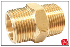 1 Inch Male NPT x 1 Inch Male NH/NST Brass Hex Fire Hose / Hydrant Adapter