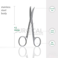 2 Iris Scissors 4.5″ Curved & Straight Surgical Dental Instruments