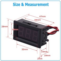 LED 12V ~ 24V Digital Display Voltmeter Car Motorcycle Voltage Gauge Panel Meter