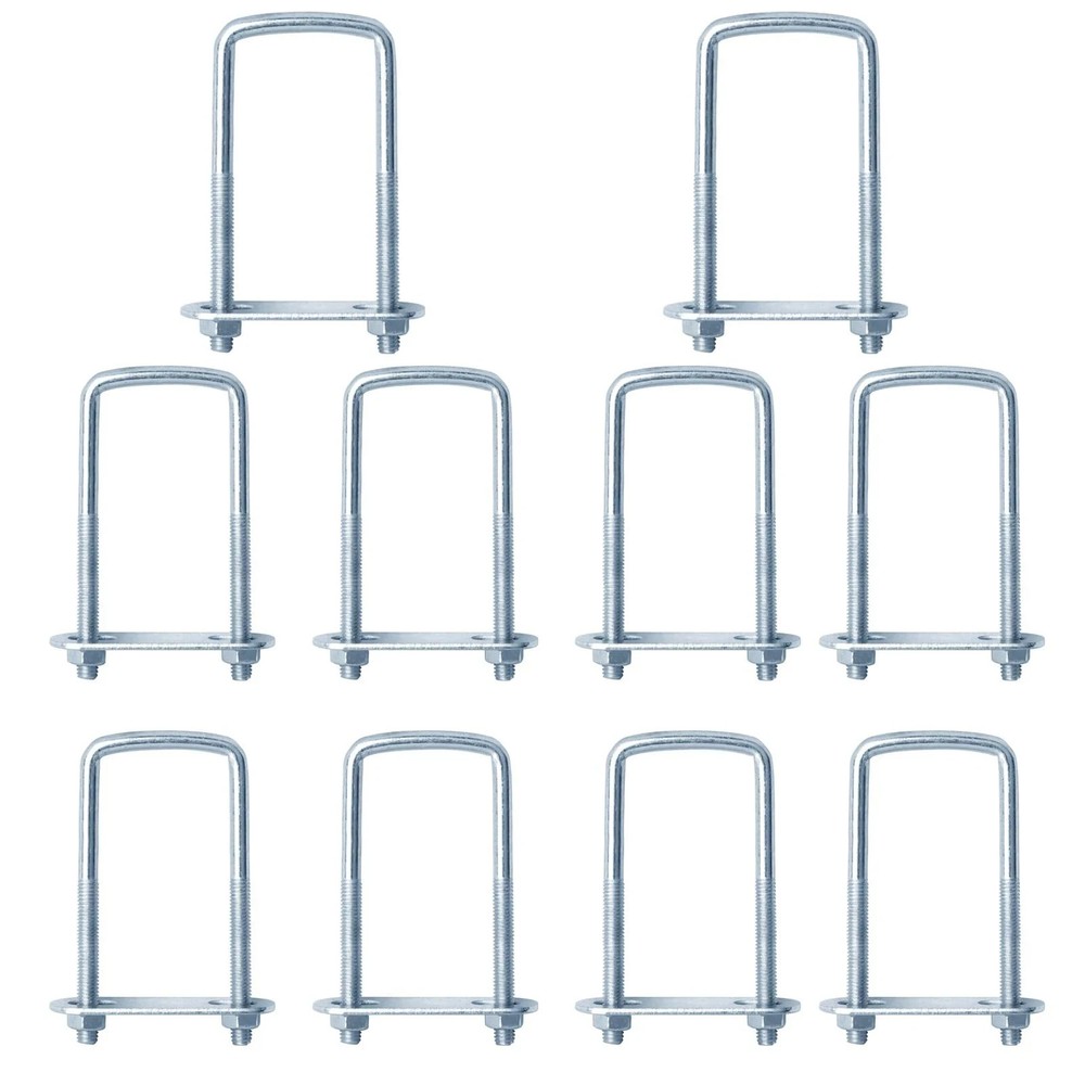 10 Pcs 1-1/2″ Inch Wide Square U-Bolt for Trailer, 3/8″ x 1-1/2″ x 4-3/8″, Elect