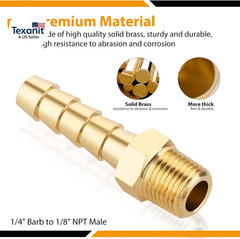 4Pcs Brass Hose Barb Fittings 1/4″ Hose Barb to 1/8 NPT Male Thread Air Hose Fit