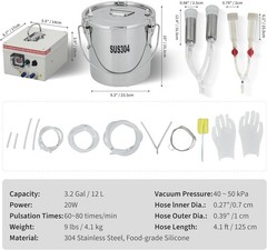 Portable Electric Milking Machine w/ Battery, 45-50kPa Vacuum, 12L for Farm Use
