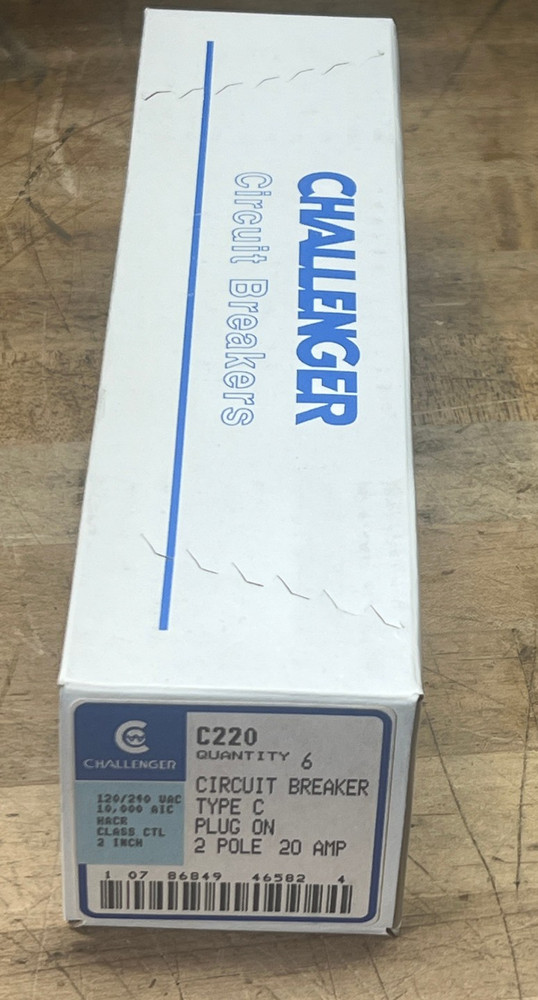 Challenger NEW 6 pack C220 circuit breaker type c 2 pole 20 amp 120/240