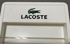 LACOSTE Eyewear Countertop Display Case Rack – Multi-Shelf Acrylic & Wood