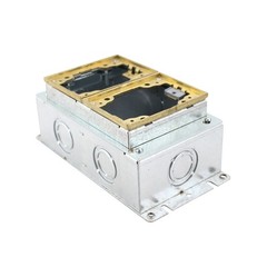 HUBBELL SYSTEMS B2432 STAMPED STEEL 2-GANG DEEP FLOOR BOX WITH BRASS COLLAR