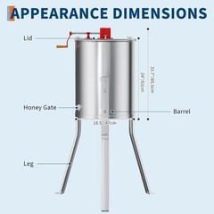 Manual Honey Extractor Machine 4/8 Frame Stainless Steel Honeycomb Spinner Tank
