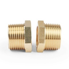 U.S. Solid 2pcs Brass Pipe Fitting Reducer Bushing, MNPT 3/4″ x FNPT 1/2″