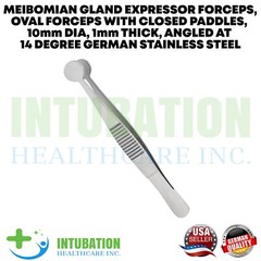 Meibomian Gland Expressor Forceps 10mm Oval Paddles Angled Stainless Steel Tool