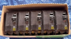 Lot of 5# Square D QOB230 30 amp 2 pole bolt-on breaker