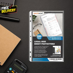 100 Pack of 8.5X14 Legal Size Heavyweight Clear Sheet Protectors Plastic Legal..
