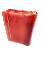 FRANKLIN COVEY Red Leather Zippered Compact Binder