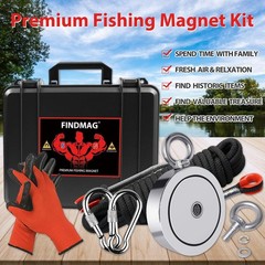 2625 lbs Double Sided Magnet Fishing Kit with Rope 4.57 Inch