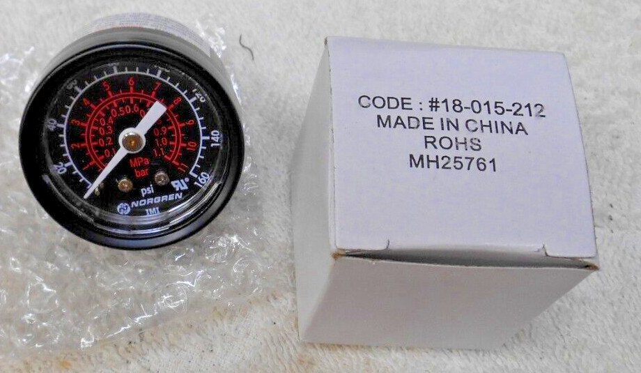 0-160 PSI Norgren Air Pressure Regulator Gauge 18-015-212 1/8″ Male NPT Back Out