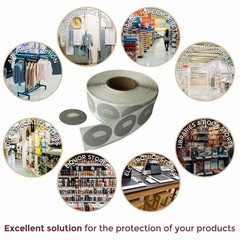 1000 Paper Security Label 1.35 inch (33mm) diam RF 8.2Mhz Clear Checkpoint Co…