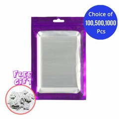 4x7in Purple Matte Foil Mylar Flat Zip Lock Pouch Bag w/ Window & Desiccant P05