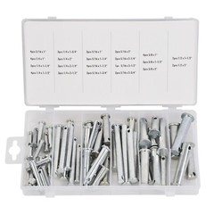 60 Pc Clevis Pin Assortment Set 3/32 in,1/8 in and 5/32 in Pin Hole