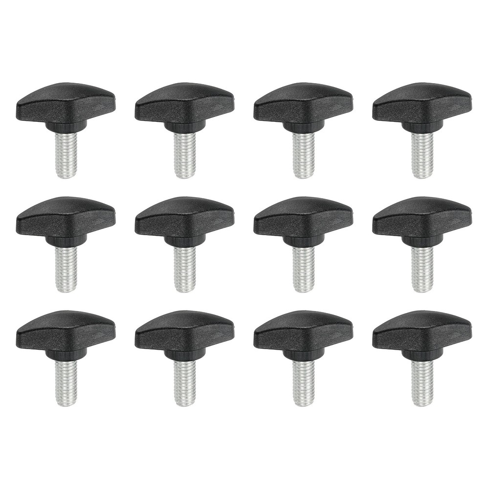 12 Pcs M8 x 20mm Tee Thumb Screws, 35mm Width Carbon Steel Tee Wing Knobs Screws