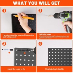 ValueMax Metal Pegboard Panels 4-Pack 12″x12″ Heavy Duty Pegboard Wall Organizer