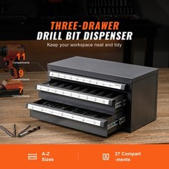 VEVOR Drill Bit Dispenser Organizer Cabinet Three-Drawer for A to Z Stackable