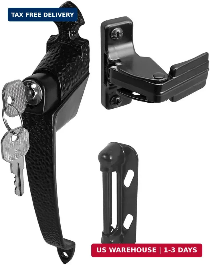 Prime-Line K 5080 1-3/4 In., Black, Colonial Push Button Lock with Key (Single P