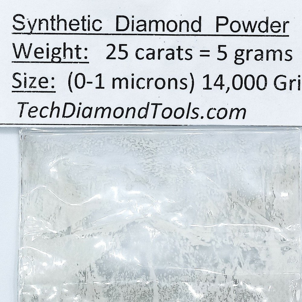 TechDiamondTools Diamond Powder 14,000 Grit 0-1 Microns – 25cts = 5 Grams