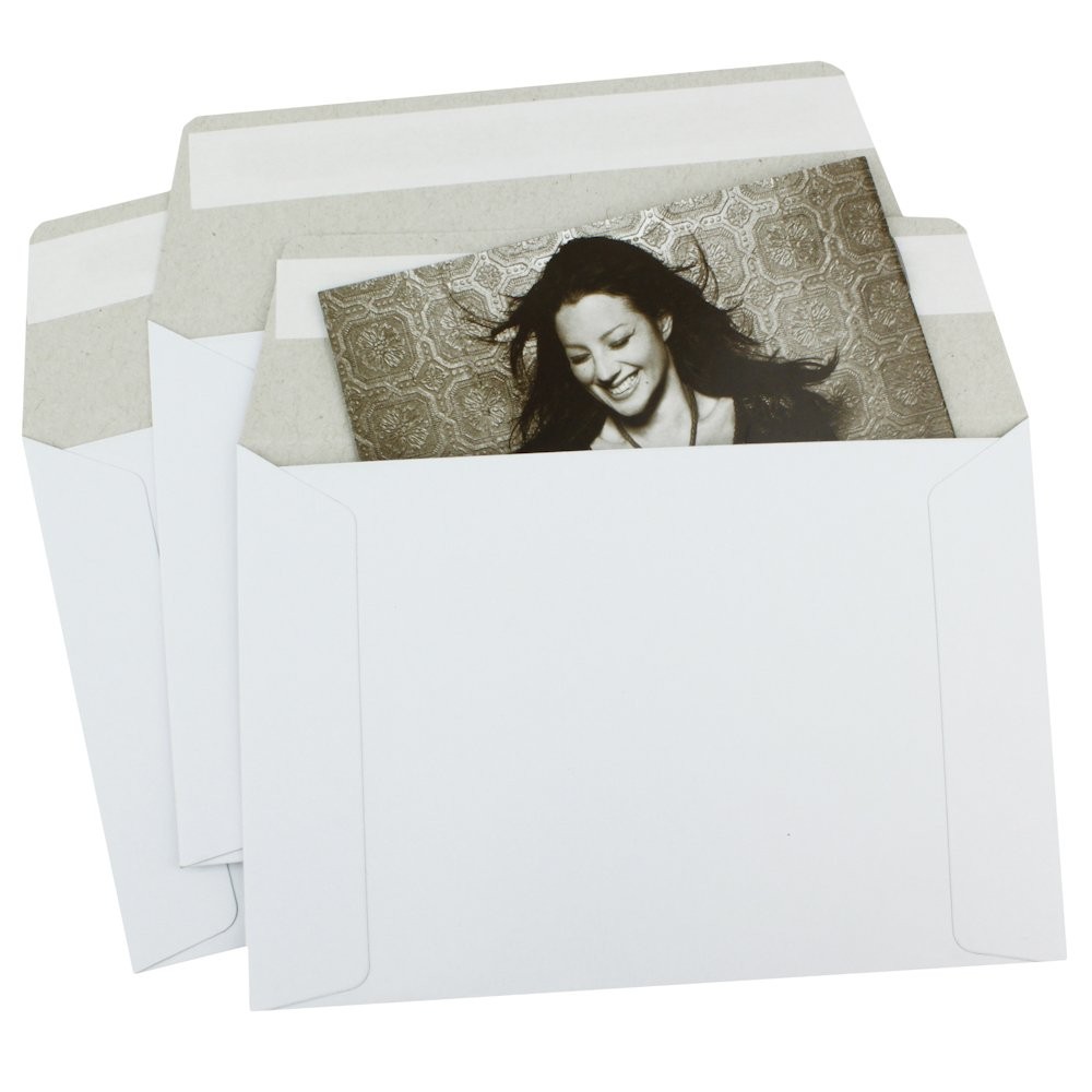 100 EcoSwift 6.5 X 4.5 Rigid Photo Mailers Stay Flats White Cardboard Self Seal