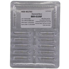 House Brand Dentistry 401763 HSB FG 889-010SF Flame Super Fine Diamond Burs 10Pk