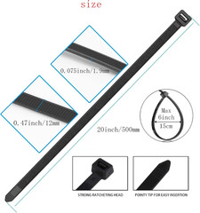 20 Inch Extra Large Zip Ties Heavy Duty for Outdoor Use,250 Pounds Tensile Stren