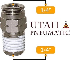 1/4″Od 1/4″ Npt Air Union Male Push Fitting 1/4 OD NPT, Silver
