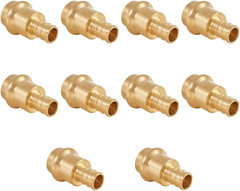 (Pack of 10) 1/2″ Copper Press X 1/2″ PEX Crimp Coupling Brass Adapter, for Cop
