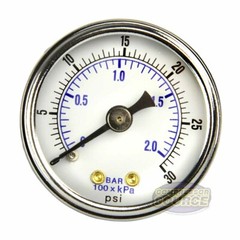 1/8″ NPT Air Compressor / Hydraulic Pressure Gauge 0-30 PSI Back Mount 1.5″ Face