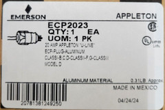 Appleton ECP2023 U-Line 20A Explosion Proof Plug 125V Class I II Div 1 & 2 New